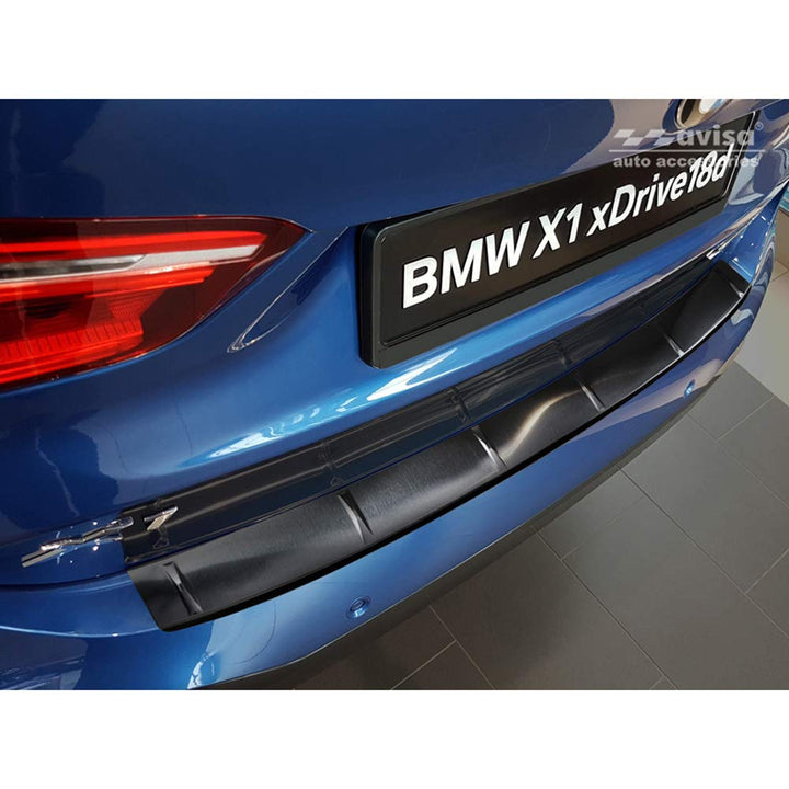 Avisa Schwarz Edelstahl Heckstossstangenschutz kompatibel mit BMW X1 II F48 M-Paket 2015-2022 &