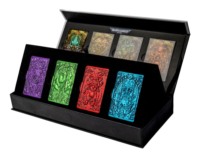 Warhammer 40.000 Imperial Tarot Ingot Gods 4‑Pack – offiziell lizenziertes Metall-Sammlerset, Ausste