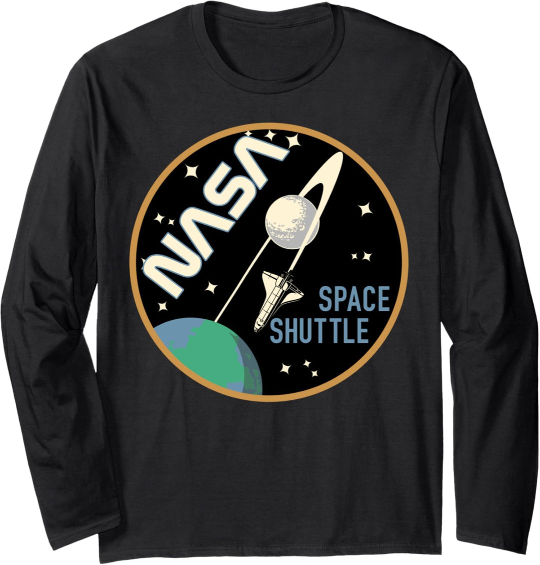 NASA Space Shuttle Around Moon Poster Langarmshirt