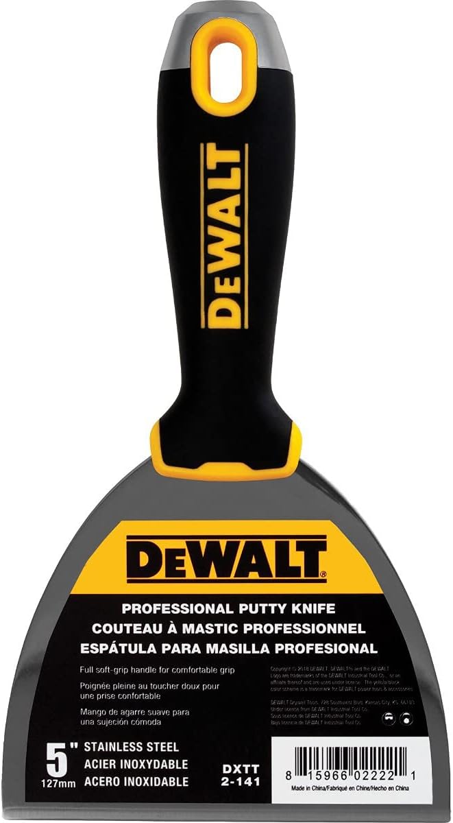 DEWALT Spachtelmesser, 12,7 cm, Edelstahl mit weichem Griff, DXTT-2-141 5-Inch, 5-Inch