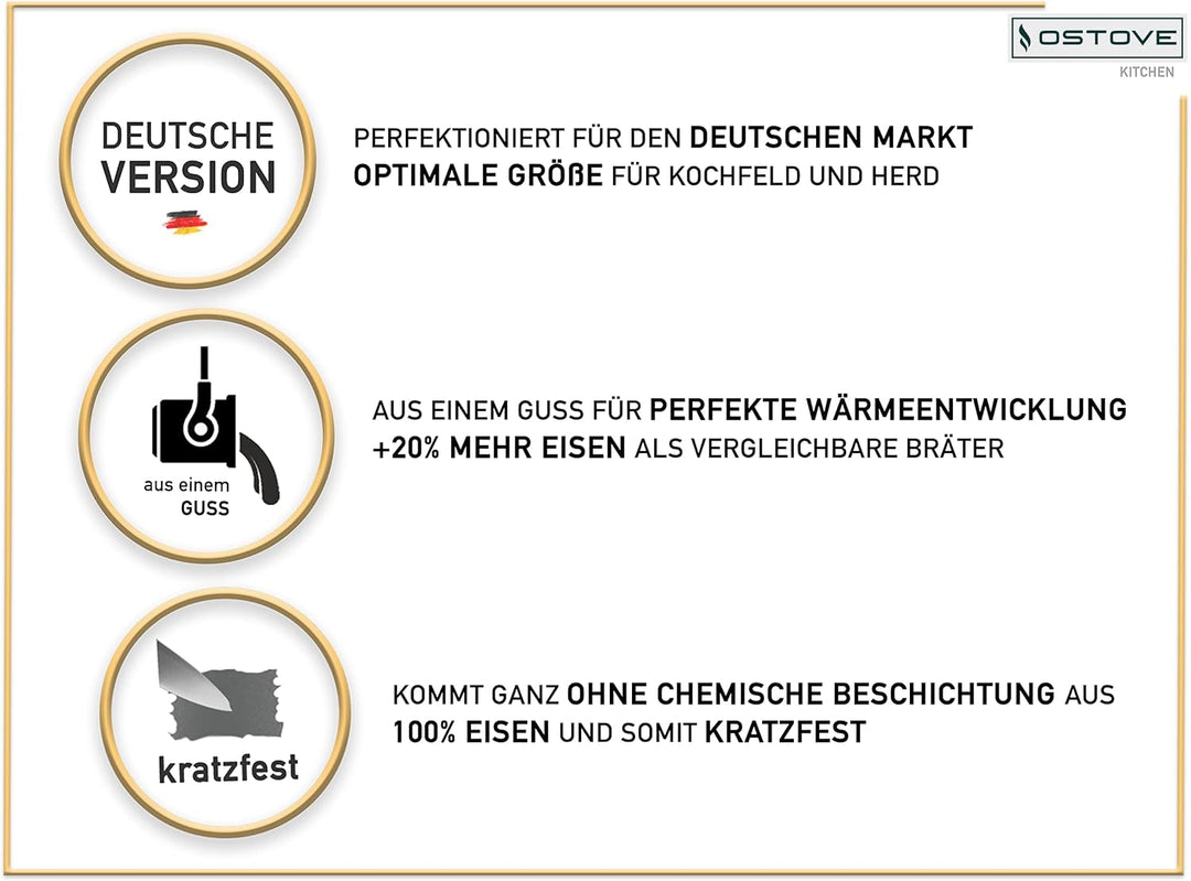 DREIZACK DREIZACK Gusseisenbräter mit Grilldeckel, multifunktionaler Gusseisentopf, Gusseisenpfanne,