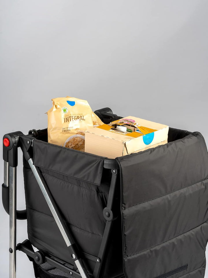Klappbarer Einkaufstrolley Rolser Basquet MF 4 grosse Räder (2 drehbare) - Schwarz, Schwarz