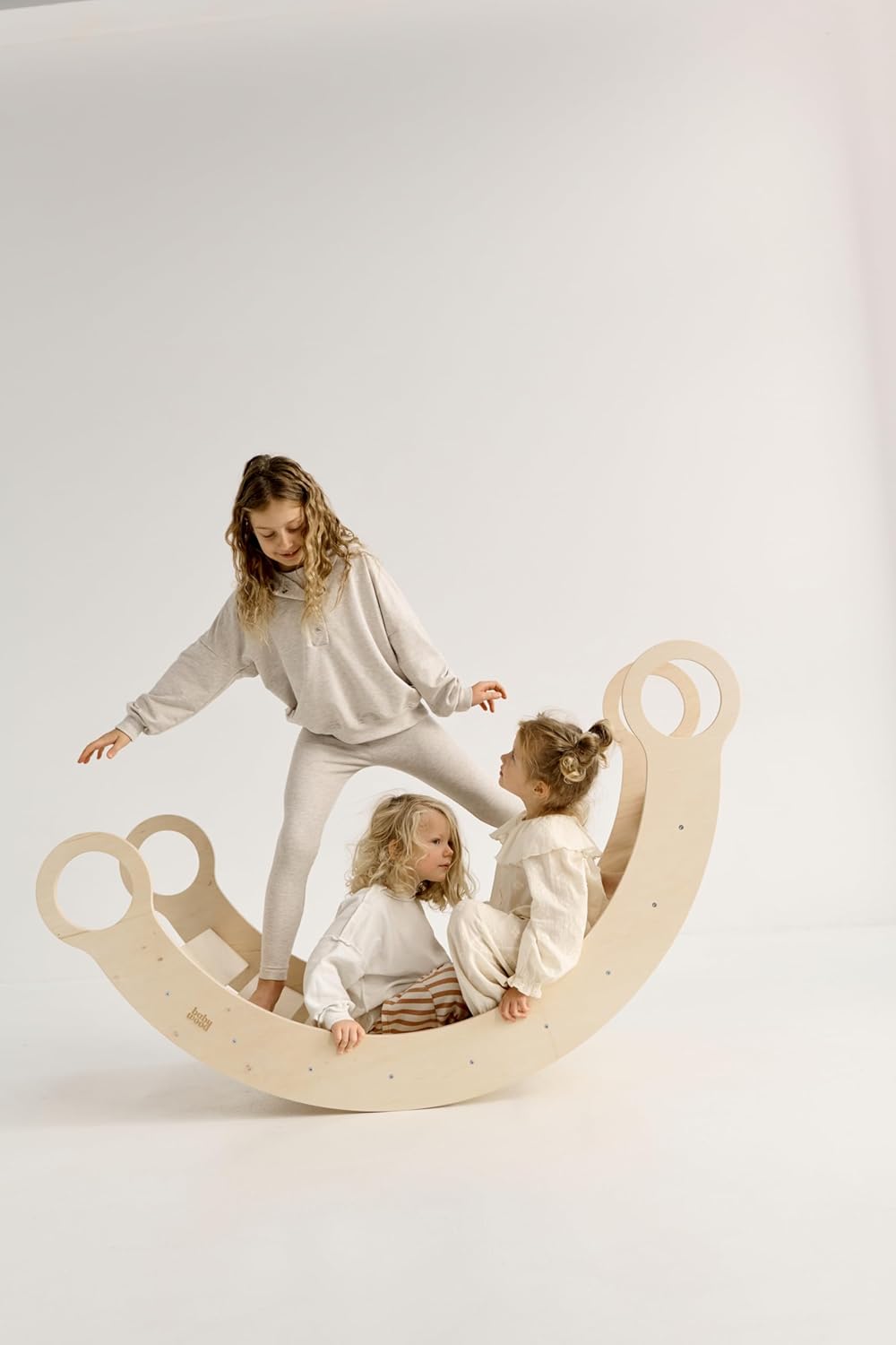 Kletterbogen ab 2 Jahr, Gross Bogenwippe für Kinder und Erwachsene, Holzwippe XXL Montessori mit ode