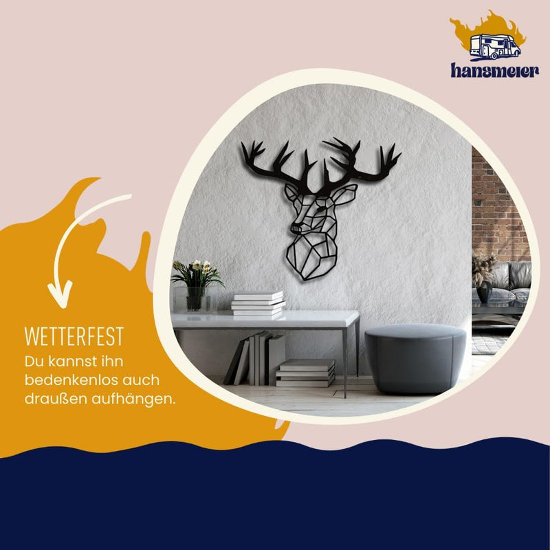 Hansmeier® Wanddeko aus Metall Schwarz | 93 x 83 cm | Wasserfest | Für Aussen, Innen, Balkon & Garte