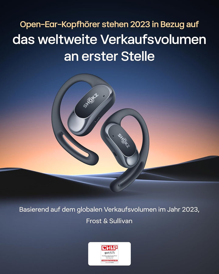 SHOKZ OpenFit Air Open-Ear-Kopfhörer, True Wireless Bluetooth-Ohrhörer mit Mikrofon, Ohrhörer mit Ai