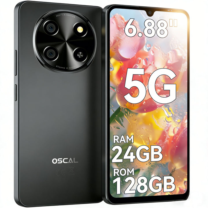 OSCAL Tiger 8 24GB+128GB/2TB TF Smartphone 5G Ohne Vertrag, 6,88 Zoll 120Hz Augenschutz-Display, And