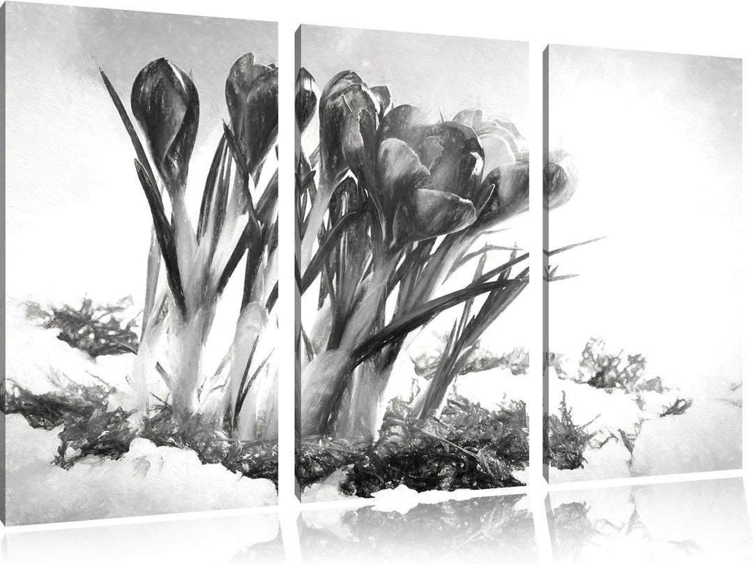 Pixxprint Frühling florwer Hintergrund / 3-Teilig/Gesamtmass 120cm Leinwandbild bespannt auf Holzrah