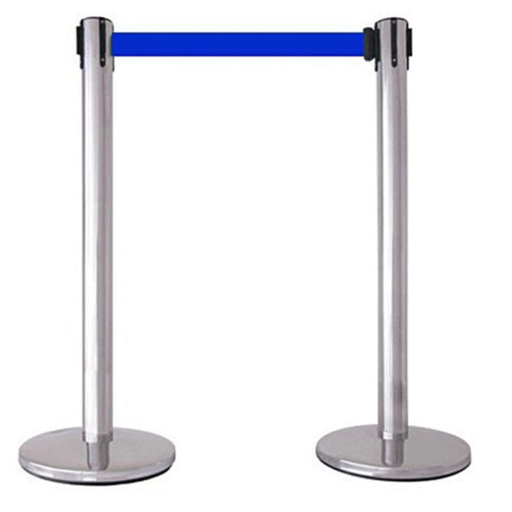 2-Stück-Set FLEXIBARRIER Personenleitsystem Absperrständer Krom -Ecoline- 2m Gurtlänge *blau*, Abspe
