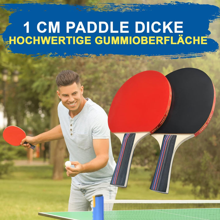 SereneLife Tischtennis Set mit 2 Schlägern 3 Bällen und Tragetasche – Einziehbares Netz Verstellbar