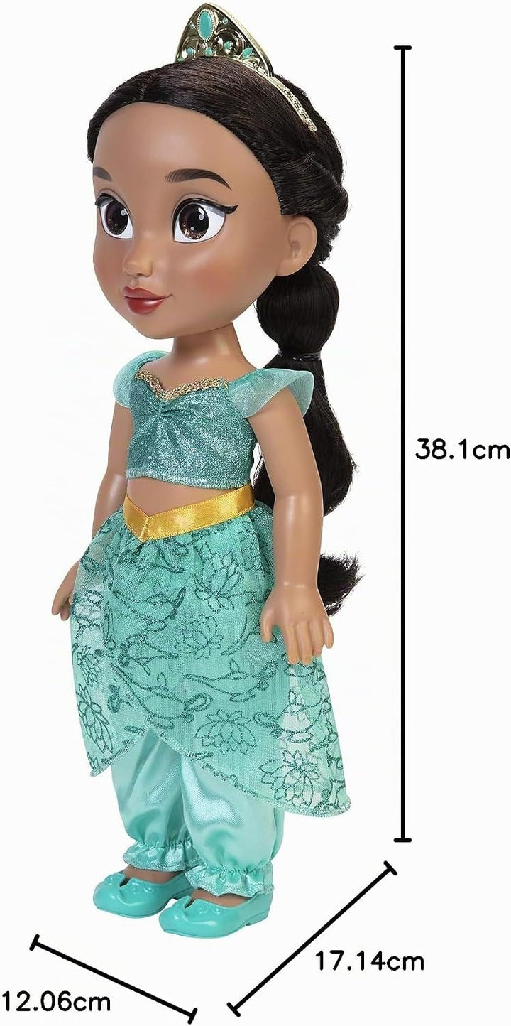 Disney Princess Jasmin Puppe 35cm, reflektierende Glitzeraugen, bewegliche Gelenke, ausziehbares Out