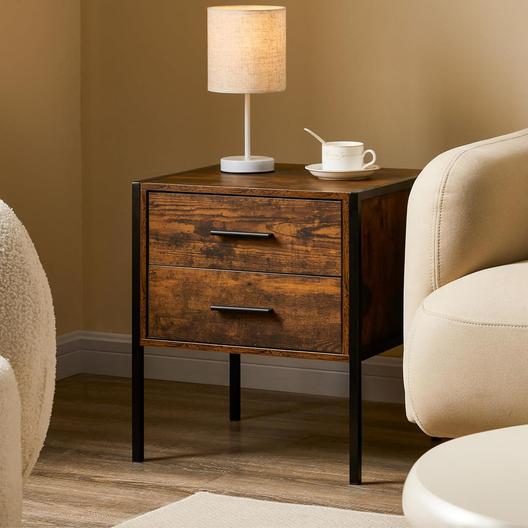 Vida Designs Brooklyn Nachttisch, Dunkles Holz, 2 Schublade Dunkles Holz 2 Schublade, Dunkles Holz 2