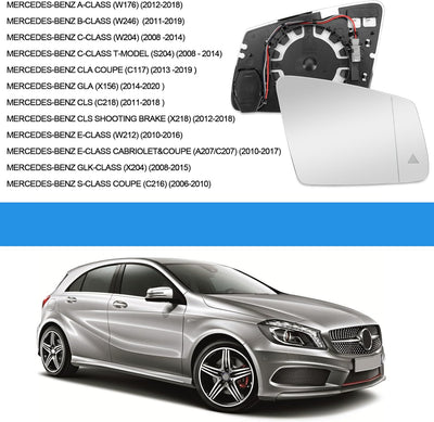 Spiegelglas Ersatz für Mercedes-Benz A B C E S-Class W176 W246 W204 W212 A207 C207 C216, Toter-Winke