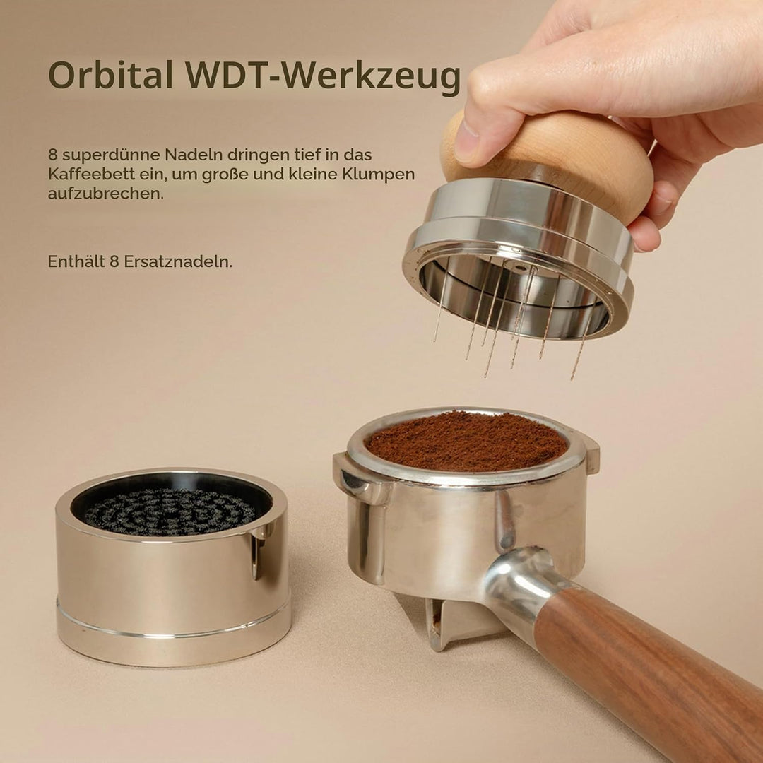 TIMEMORE Espresso Tamper-Set 58,4 mm mit WDT-Werkzeug, selbstnivellierendem Tamper und Gravity-Distr