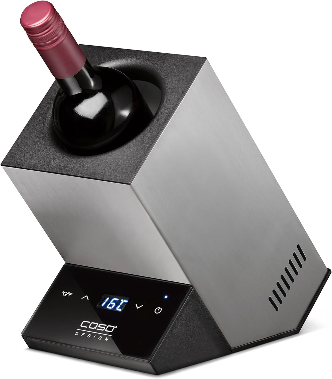 CASO WineCase One Inox - Design Weinkühler für eine Flasche, Temperaturbereich von 5-18°C, für Flasc
