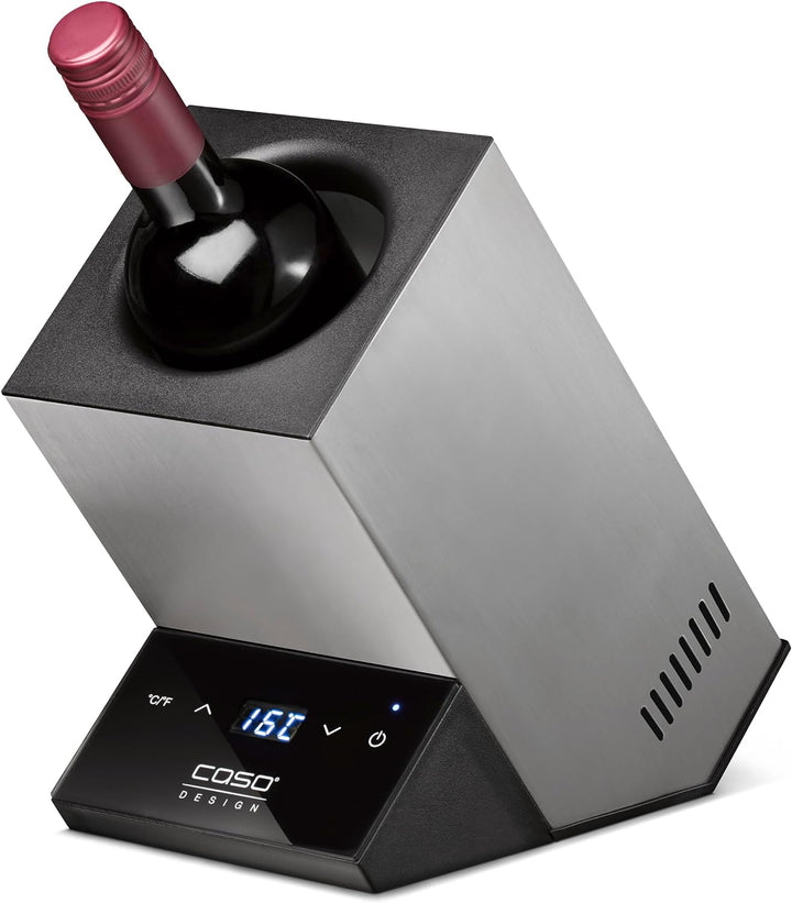 CASO WineCase One Inox - Design Weinkühler für eine Flasche, Temperaturbereich von 5-18°C, für Flasc