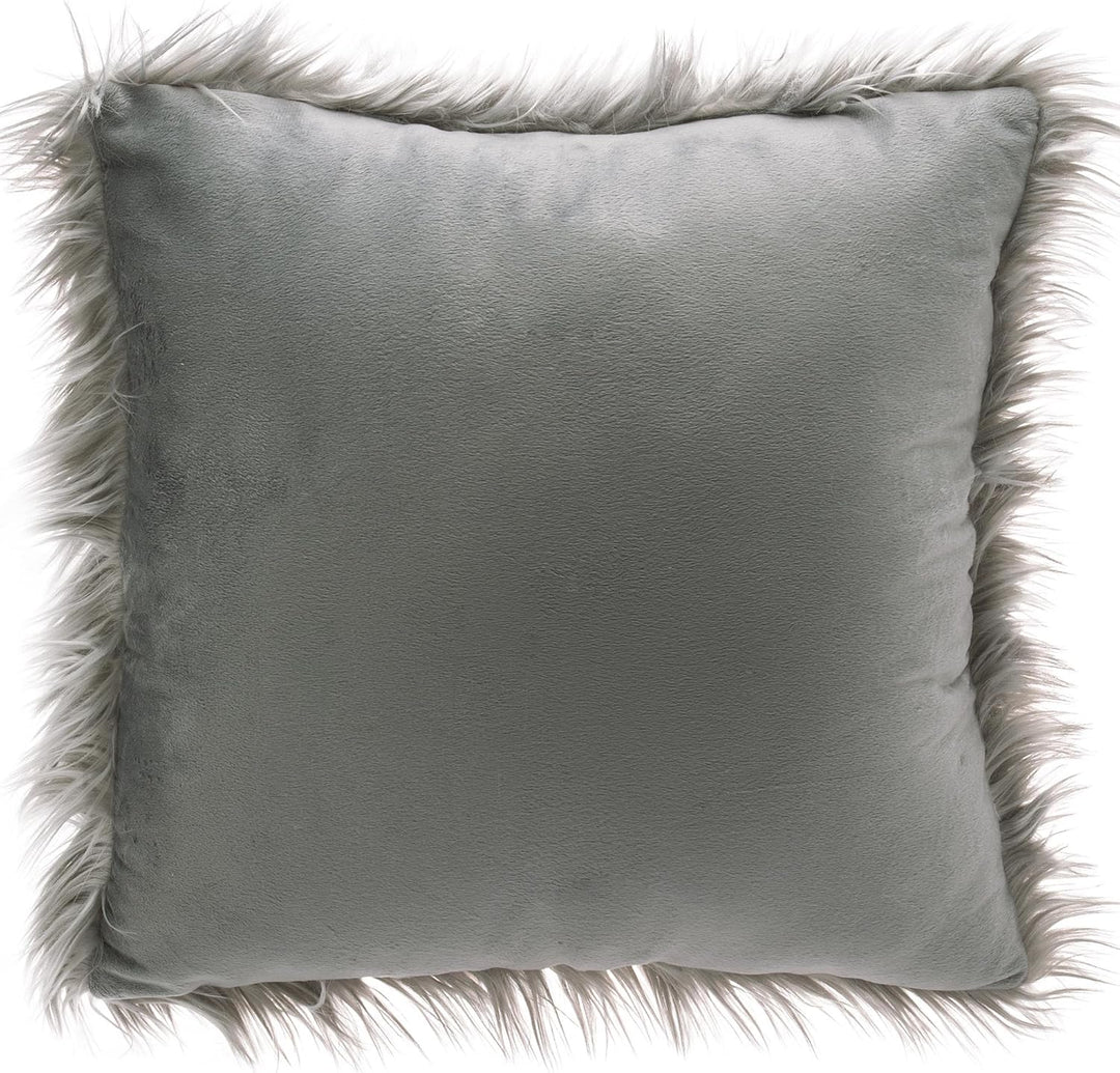 CelinaTex Cuddly Dekokissen 80 x 80 cm grau Langhaar Zierkissen dekoratives Fellimitat Nicki Sofakis