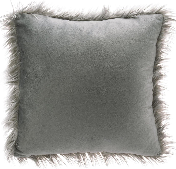 CelinaTex Cuddly Dekokissen 80 x 80 cm grau Langhaar Zierkissen dekoratives Fellimitat Nicki Sofakis