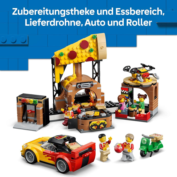 LEGO City Pizza-Liefererlebnis mit Fahrzeugen - inkl. Spielzeugauto, Roller, Drohne, Arcade-Automat