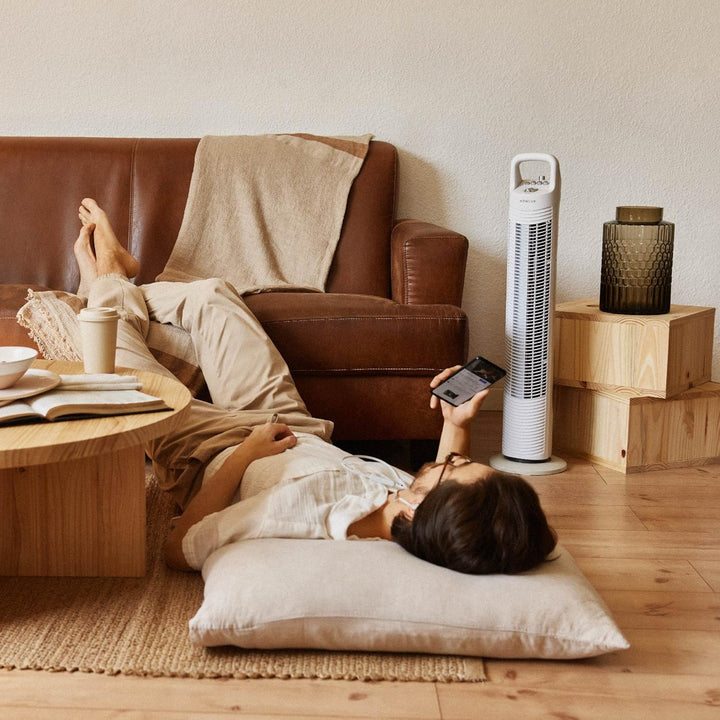 Newlux - Turmventilator ohne Flügel W80 (45W) 3 Geschwindigkeitsstufen, 70° Oszillation und Timer 12