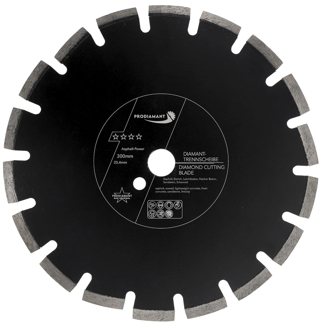 PRODIAMANT Diamantscheibe 300 mm x 25,4 mm Abrasiv für Strassen, Asphalt, Estrich, Leichtbeton, fris