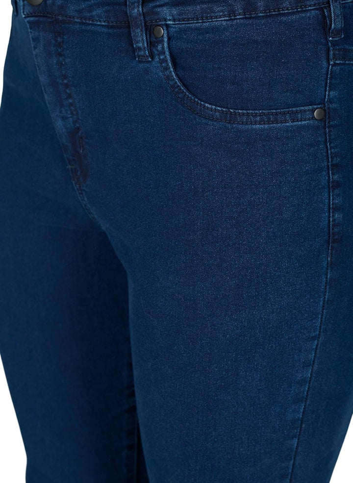 Zizzi Grosse Grössen Damen Super Slim Amy Jeans mit hoher Taille Gr 42-56 44W / 32L Dark Blue, 44W /