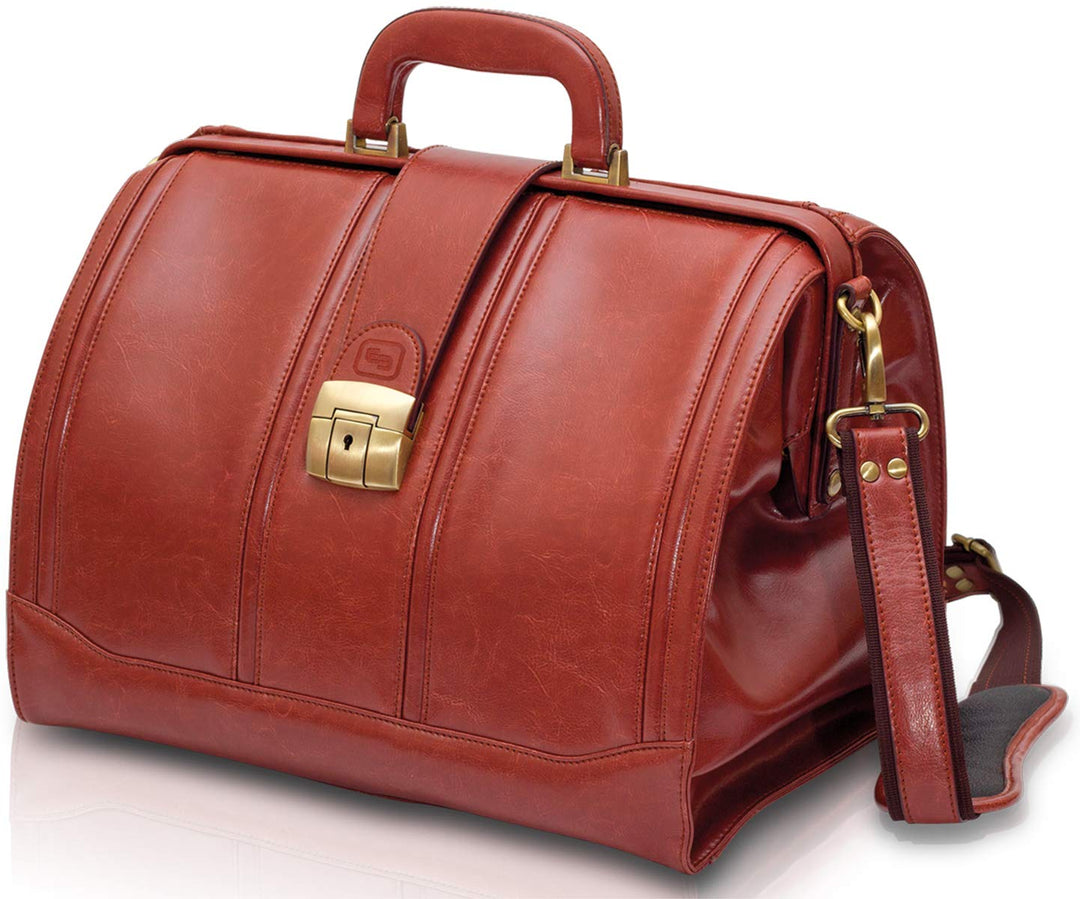 ELITE BAGS - DOC'S deluxe Arzttasche | braun | Leder | traditionelle Design | gutes Platzangebot | h