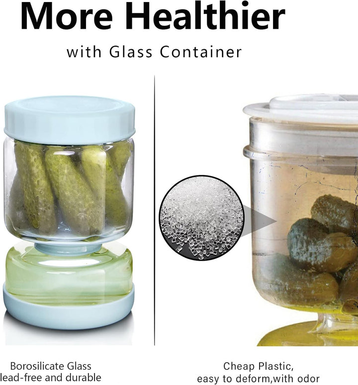 WhiteRhino Flip Einmachglas mit Sieb und Deckel,1L Olive Sanduhr Container,Umgekehrt Gestellter Pick