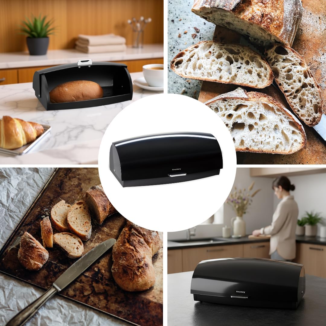 Klausberg Stahl-Brotkasten, elegant und funktional mit Glanz, Behälter für Brot, Brötchen und Kekse