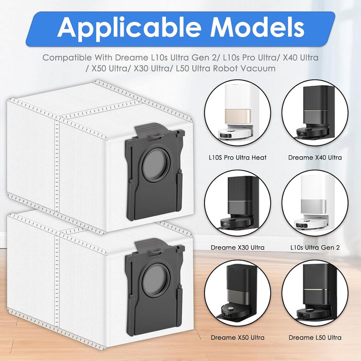 (15 Stück) L10s Ultra Gen 2 Ersatz-Staubsaugerbeutel Kompatibel mit Dreame X50 Ultra/ X40 Ultra/ X30