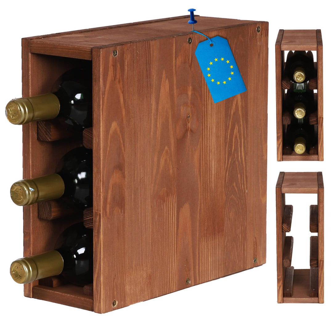 Flaschenregal, Weinregal Massivholz für 3 Flaschen, Weinschrank, Modulares Weinständer, Getränkerega