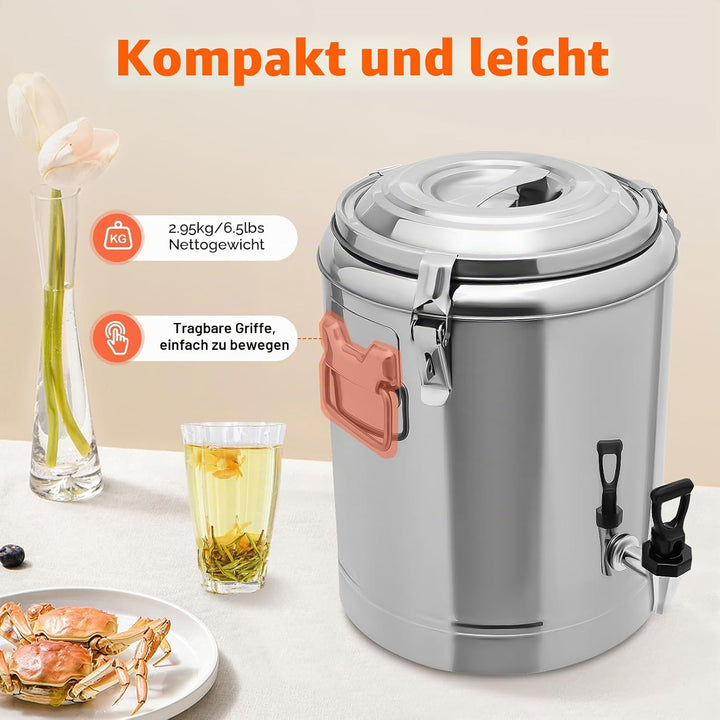 MINRS Transport Thermobehälter Profi Gastro Edelstahl Thermotransportbehälter mit Tragegriffen, Deck