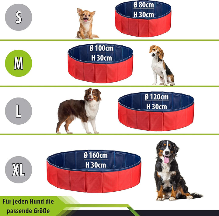 Stabiler Hundepool | Planschbecken für Hunde | Faltbarer Pool mit Ablassventil | rutschfeste Badewan