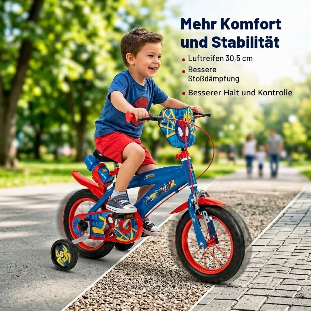 TOIMSA Jungen Fahrrad 30,5 cm (12 Zoll) Spiderman Huffy (3/5 Jahre), bunt, Klein
