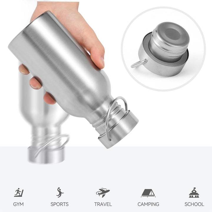 Volhoply 500ml nicht isolierte einwandige Wasserflasche 4 Packung, Edelstahl wiederverwendbare Wasse