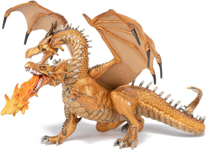 Papo 38938 Zweiköpfiger Drache, Spiel, Gold, Unisex-Kinder Zweikoepfiger Drache, Gold, Zweikoepfiger