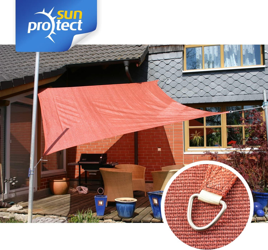 sunprotect 83213 Professional Sonnensegel, 3 x 3 m, Quadrat, Wind- & wasserdurchlässig, rot 3 x 3 m