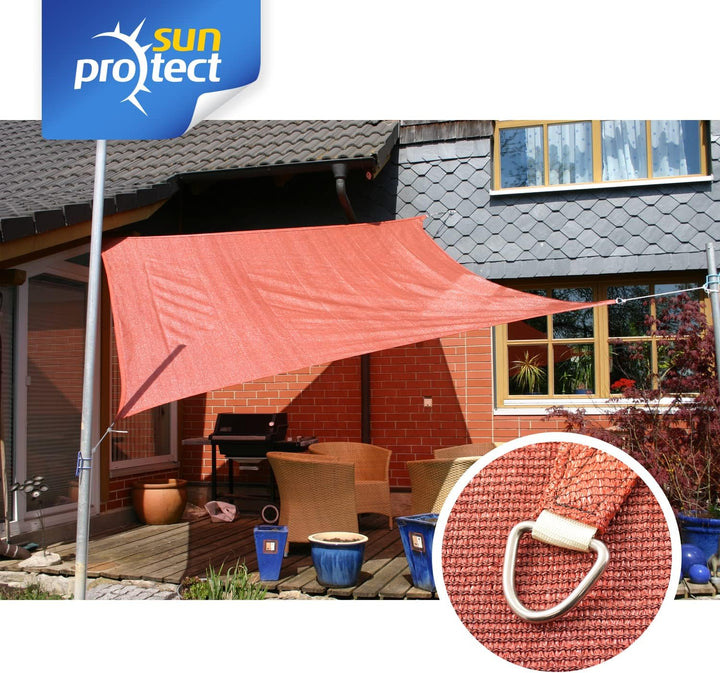 sunprotect 83213 Professional Sonnensegel, 3 x 3 m, Quadrat, Wind- & wasserdurchlässig, rot 3 x 3 m
