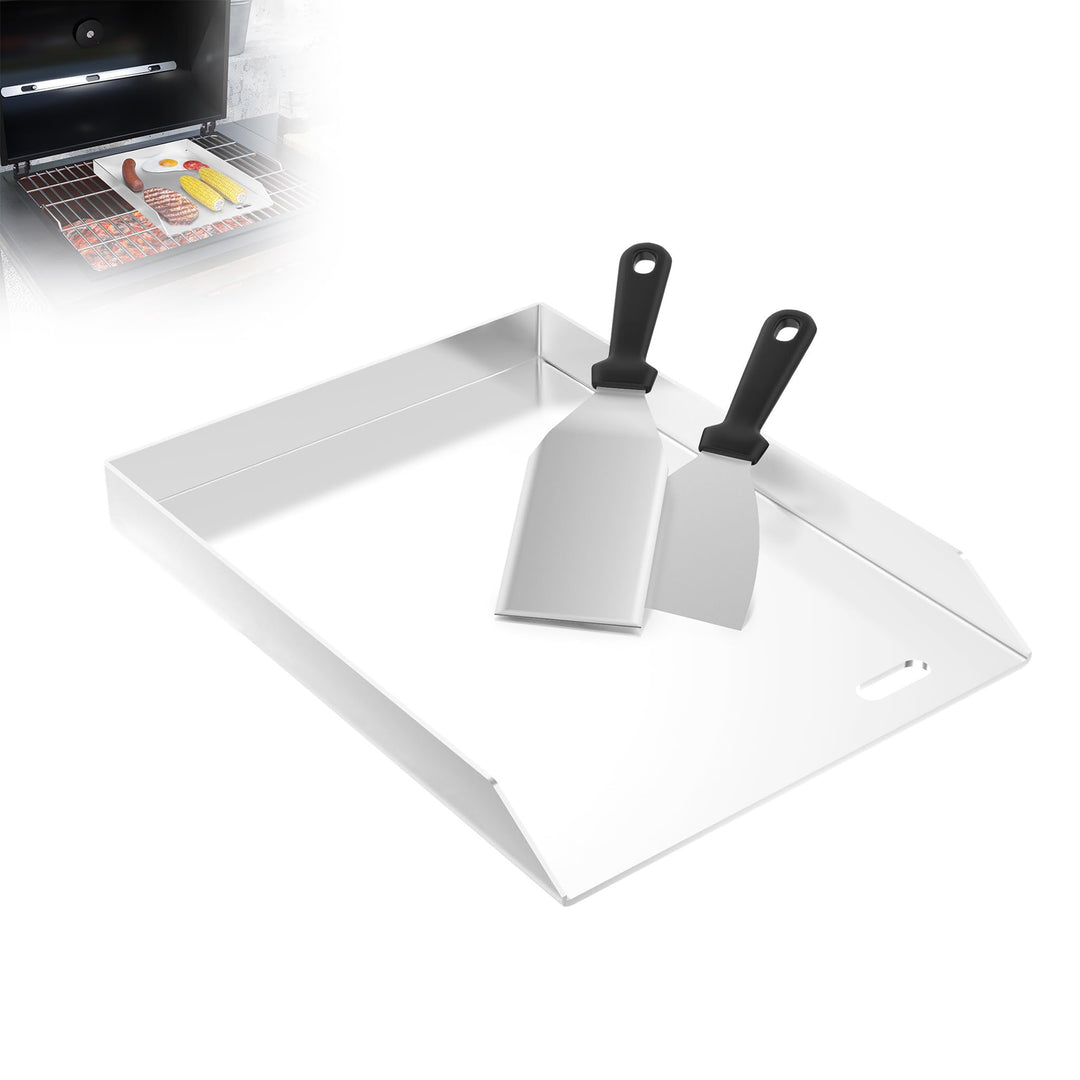 XMTECH Edelstahl Grillplatte, 30x40x4 cm, Gleichmässige Wärmeverteilung für Gas- und Kohlegrills – I