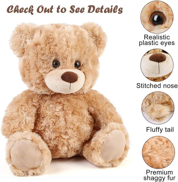 LotFancy Teddybär Kuscheltier 20cm, Süsses Stofftier Teddy, Klein, Braun | Plüschtier Teddy Bär, Bra
