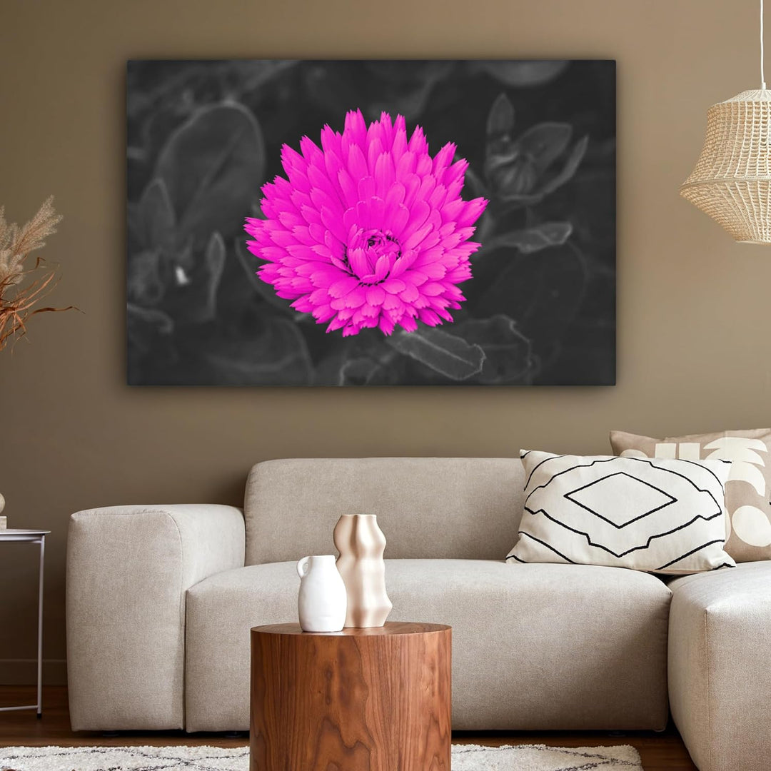 MuchoWow Leinwand Bilder, Einzigartige Wanddeko mit Rahmen, Blumen - Aquarell - Rosa, Wandbilder Woh