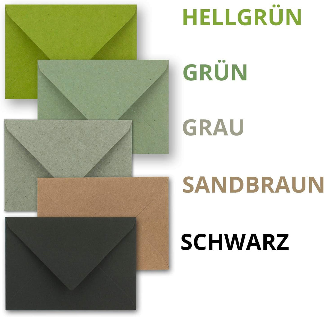 100x Vintage Briefumschläge Farbenmix-Paket DIN B6 125 x 178 mm Kraftpapier 120 g/m² Recycling Nassk
