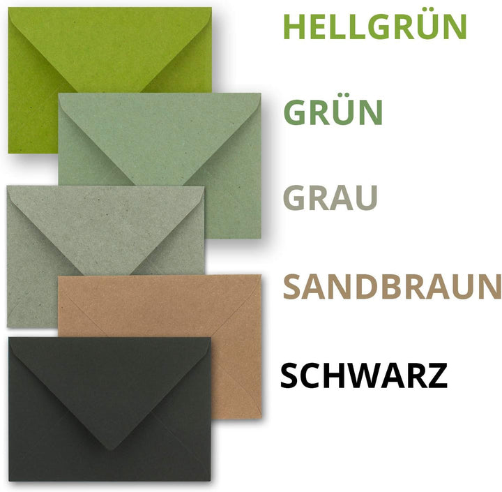 100x Vintage Briefumschläge Farbenmix-Paket DIN B6 125 x 178 mm Kraftpapier 120 g/m² Recycling Nassk