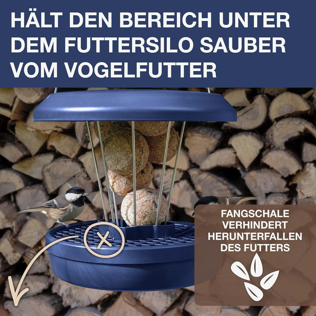 SWISSINNO Vogelfutterhaus zum Aufhängen – Lucerne SMART Birds - Meisenknödelhalter mit Auffangschale