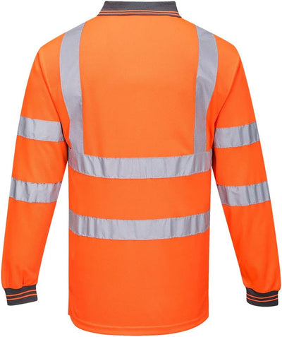 Portwest Langarm Warnschutz Polo Shirt, Grösse: L, Farbe: Orange, S277ORRL L Orange, L Orange