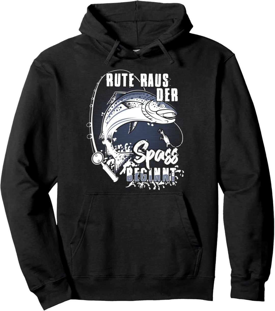 Rute Raus der Spass beginnt Angelrute Freunde Geschenk Pullover Hoodie