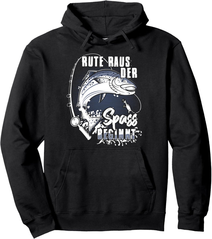 Rute Raus der Spass beginnt Angelrute Freunde Geschenk Pullover Hoodie