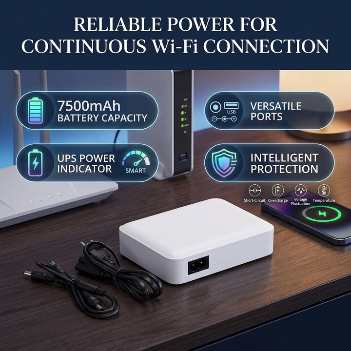 7500MAH Mini UPS Router Modem Ununterbrochener Stromversorgung, Backup Battery Pack DC 12V/9V und 24