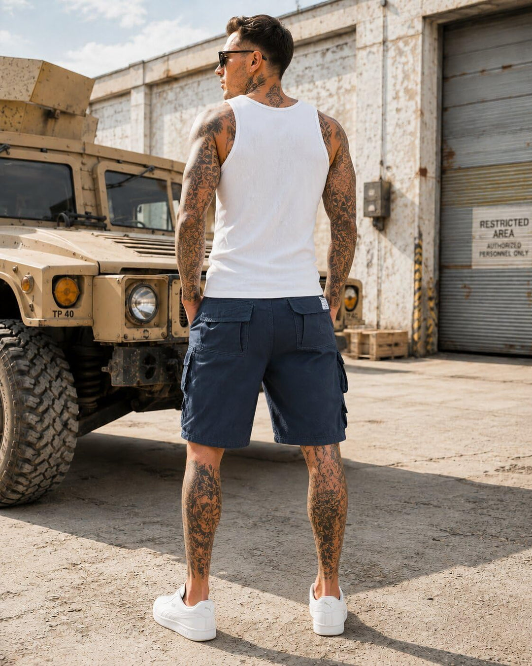 Trooper Cargo Shorts Herren – 100% Baumwolle, Robuste Militär Shorts mit vielen Taschen, Bequeme Out