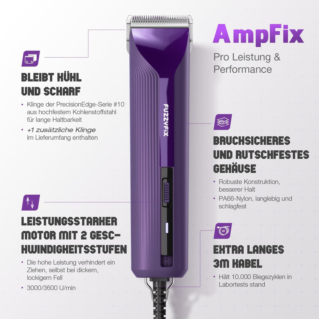 Hundeschermaschine Profi mit Kabel und Metall-Aufsteckkämme,3m Kabel,Läuft kühl und leise, mit rutsc