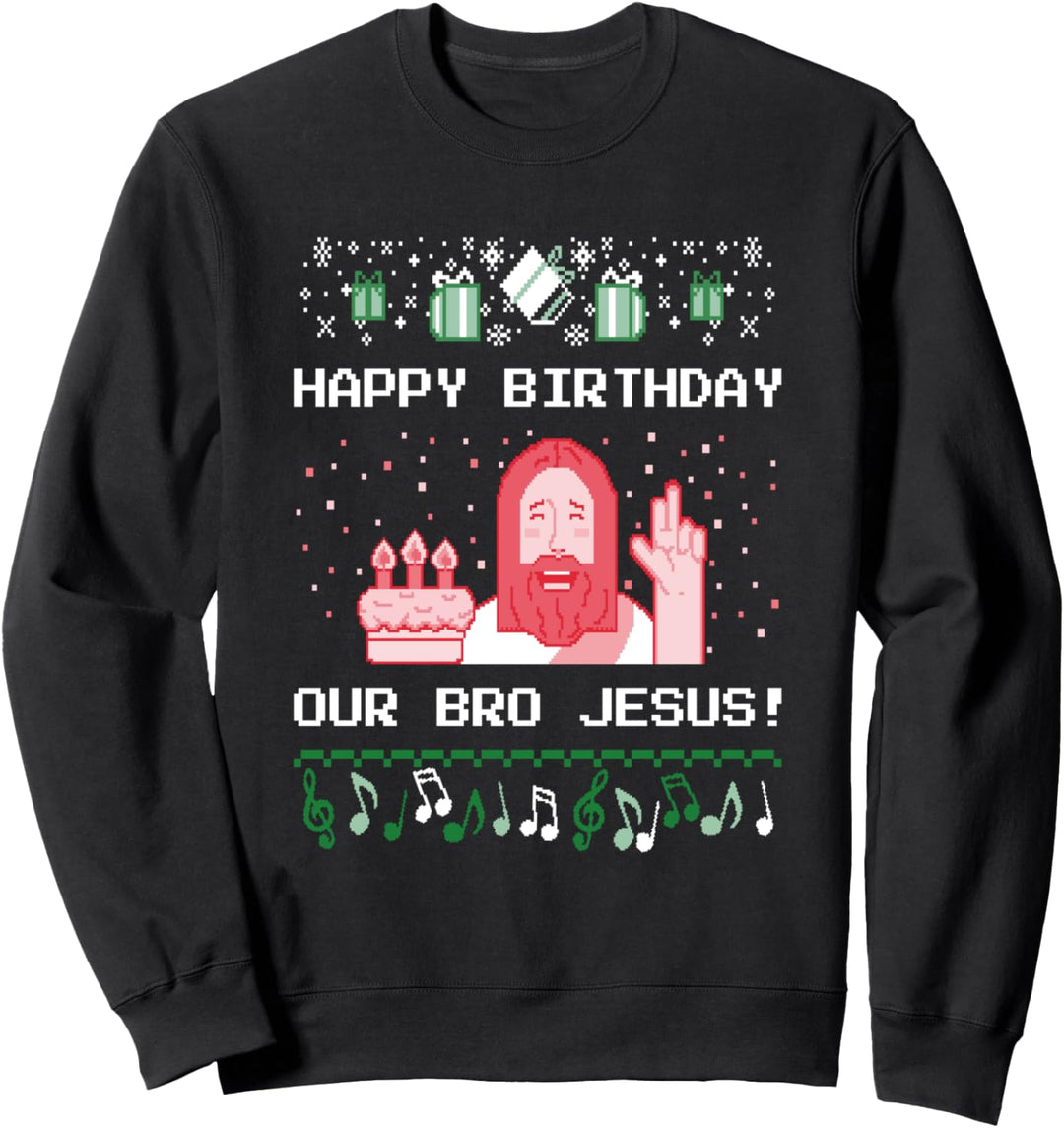Alles Gute zum Geburtstag Kuchen für Bruder Jesus Geschenke Hässliche Weihnachten Sweatshirt